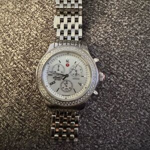 Michele watch silver stainless steel with .5ct tw diamonds, 112 diamonds.
